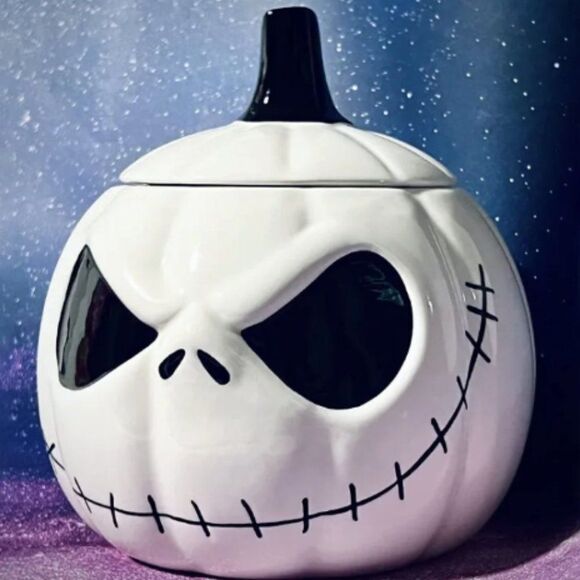 🆕 Disney’s Jack Skellington Pumpkin Head Cookie Jar - Picture 3 of 7